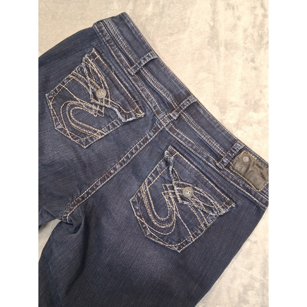 Silver  Womens‎ Sz 18/32L Surplus Whiskered Flap Pocket Bootcut Denim Jeans